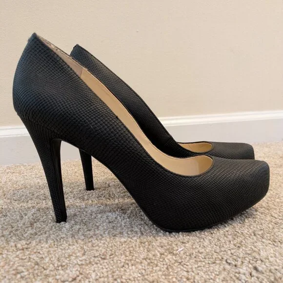 Jessica Simpson Black Textured Platform Pumps - Size 10 - Classic Stiletto Heels - Picture 1 of 4